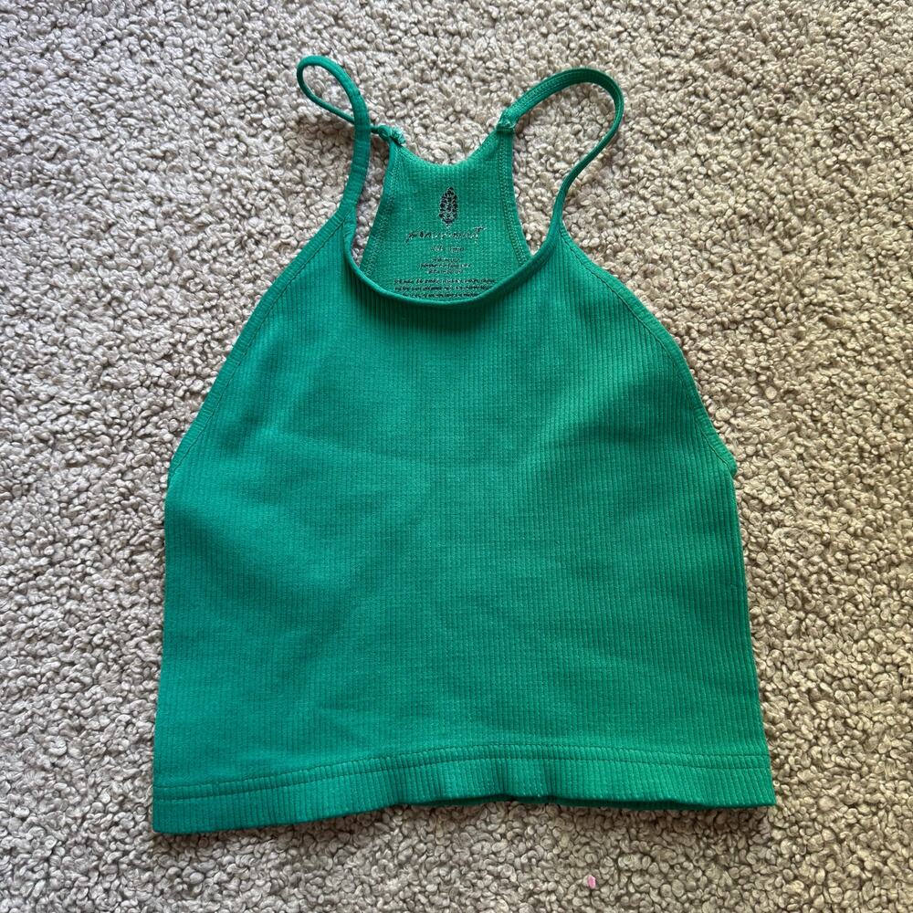 Free People FP Movement XS/S Teal Green Happiness Runs Ribbed Cropped Tank